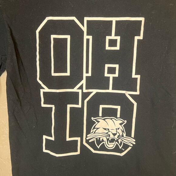 OU Ohio University Bobcat Black White OHIO Short Sleeve Shirt Crew Neck Small - Picture 2 of 8